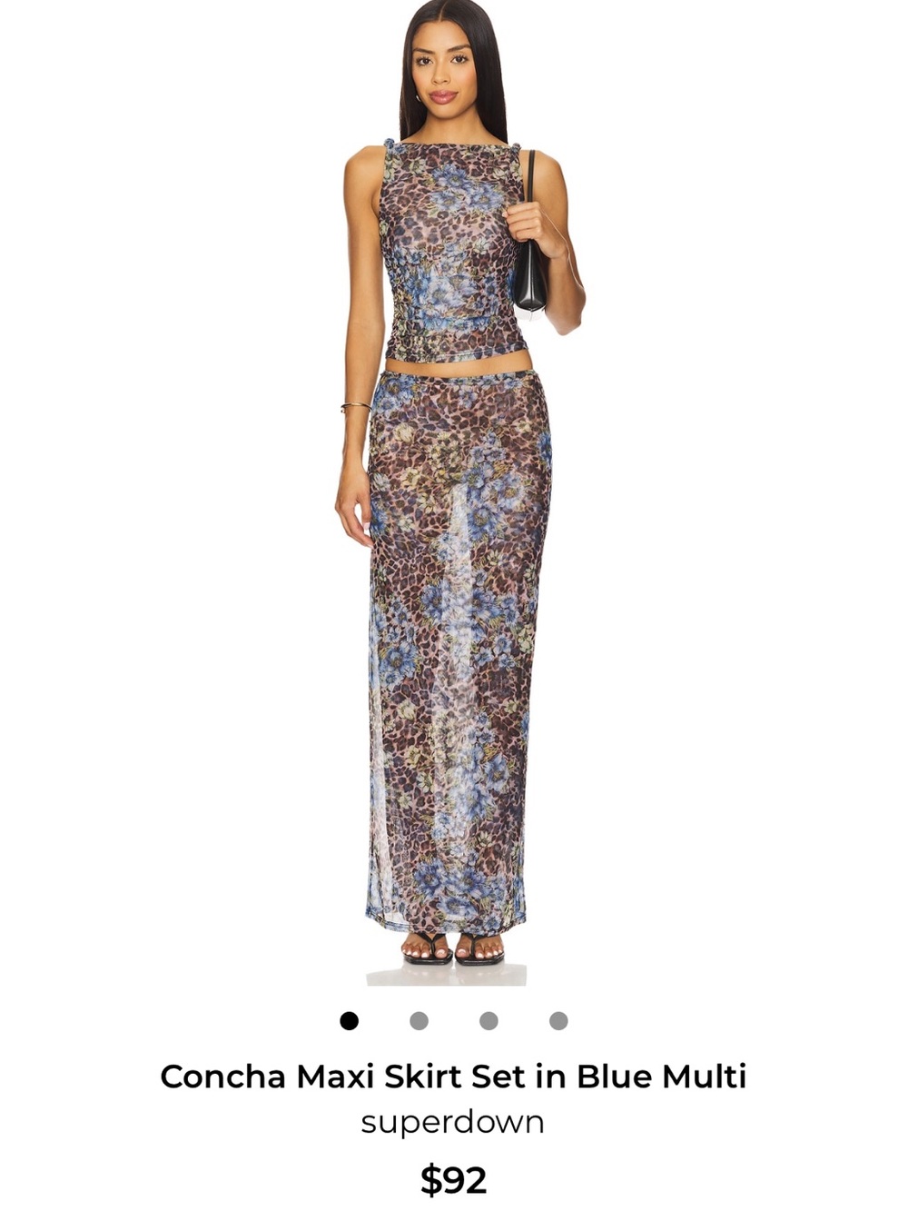 superdown Blue Multi Sheer Maxi Skirt Set